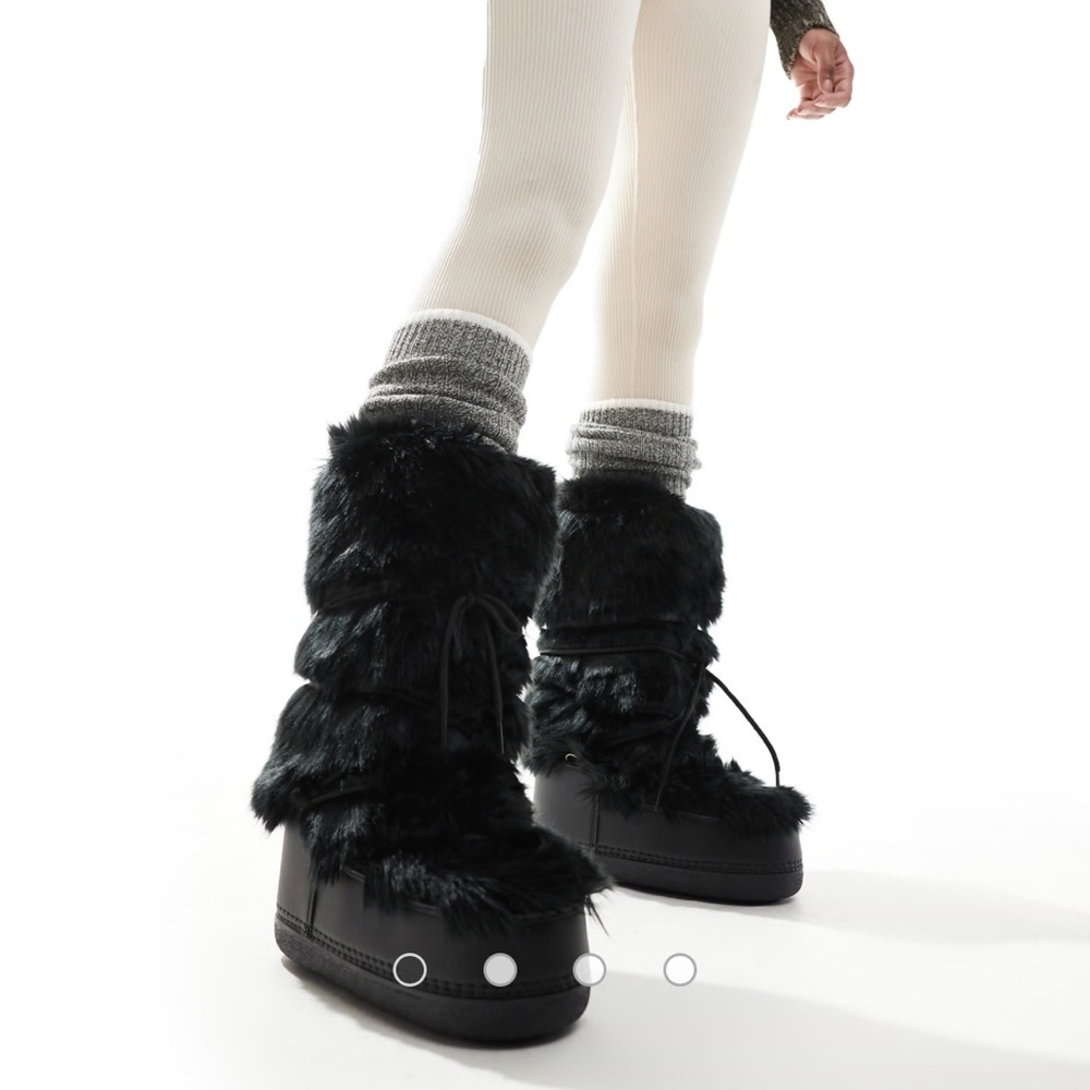 Black Faux Fur Winter Boots